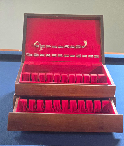 Vintage wood silverware chest - wood,