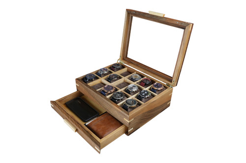 Wood watch box - box, drawer