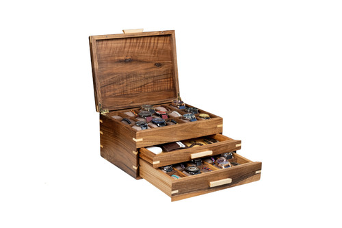 Wood watch box with drawer - with,